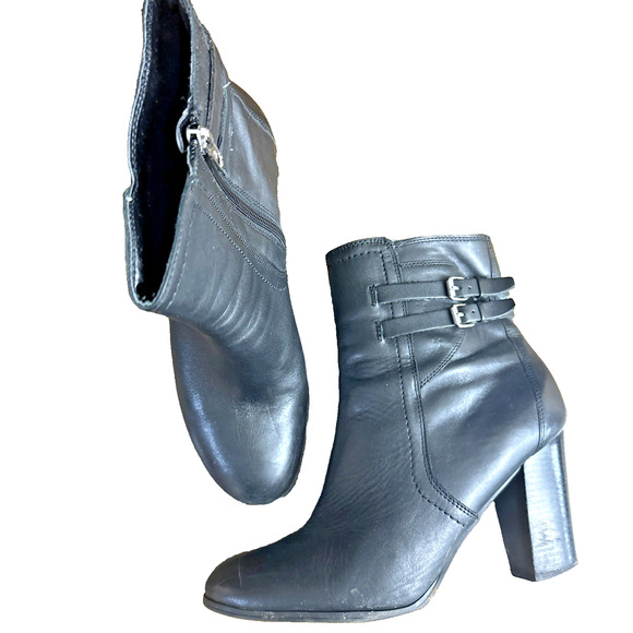 Marc Fisher Women's Kattie Ankle-Boots Black Leather Size 10 M - Picture 1 of 7
